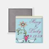 Twee Lovebirds Save the Date Magnet (Voorkant / Achterkant)