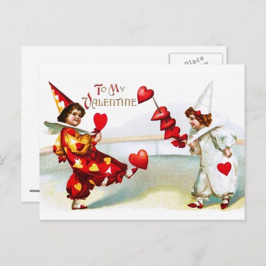 Twee Lovely Harlequins Briefkaart (Voorkant / Achterkant)