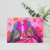 twee lovevogels dank je wel bedankkaart (Staand voorkant)