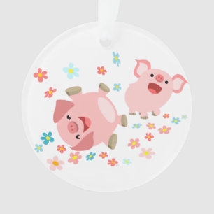 Twee luchtige Cartoons varkens in het Ornament van