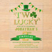 Twee Lucky 2e verjaardag Acryl Uitnodigingen (Voorkant)
