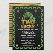 Twee Lucky Birthday Uitnodiging St Patrick's Day (Voorkant / Achterkant)