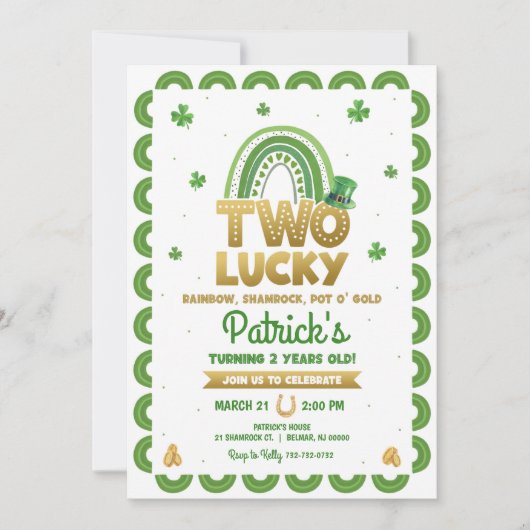 Twee Lucky Birthday Uitnodiging St Patrick's Day (Voorkant)