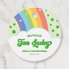 Twee Lucky Charm Rainbow 2e verjaardagsfeestje Bedankjes Labels