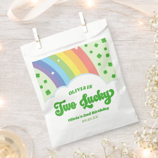 Twee Lucky Charm Rainbow 2e verjaardagsfeestje Bedankzakje (Geknipt)