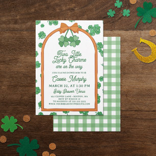 Twee Lucky Charms-klavers Neutrale Tweeling Baby S Kaart