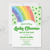 Twee Lucky Charms Rainbow Clover Twins Baby shower Kaart (Voorkant)