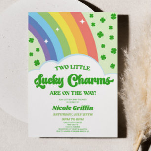 Twee Lucky Charms Rainbow Clover Twins Baby shower Kaart