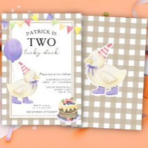 Twee Lucky Duck Geslachtsneutrale Eerste Verjaarda