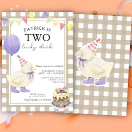 Twee Lucky Duck Geslachtsneutrale Eerste Verjaarda Kaart
