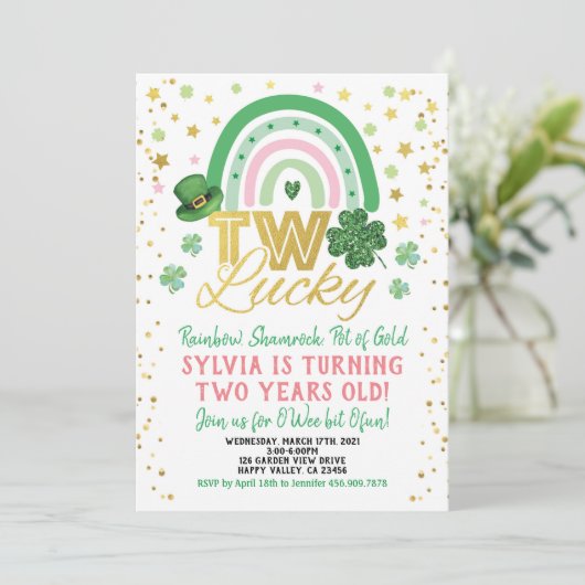 Twee Lucky Girl 2e verjaardag St Patrick's Day Kaart (Staand voorkant)