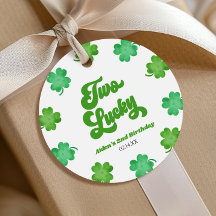 Twee Lucky Green Shamrock Clover 2de Verjaardagsfe