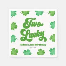Twee Lucky Green Shamrock Clover 2de Verjaardagsfe