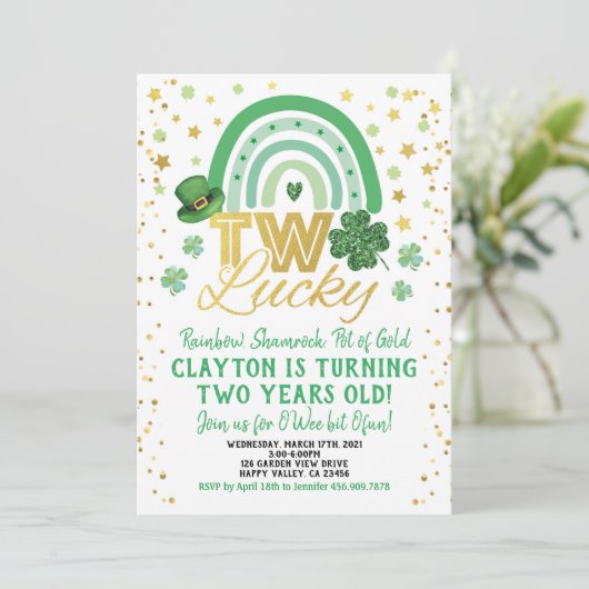 Twee Lucky Kind 2e verjaardag St Patrick's Day Kaart (Staand voorkant)