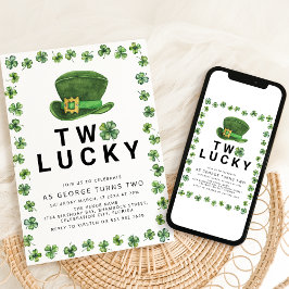 Twee Lucky Shamrock 2e Verjaardagsfeestje Kaart