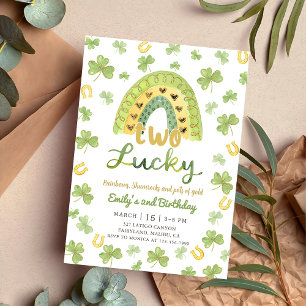 Twee Lucky St Patrick's 2de verjaardagsuitnodiging Kaart