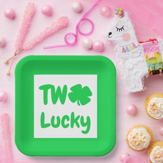 Twee Lucky St Patrick's Day 2e verjaardag Papieren Bordje (Feest)