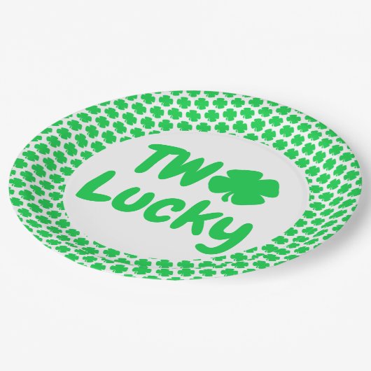 Twee Lucky St Patrick's Day 2e verjaardag Papieren Bordje (Gekanteld)