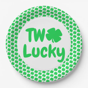 Twee Lucky St Patrick's Day 2e verjaardag Papieren Bordje