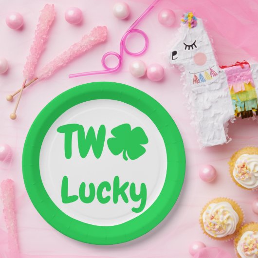 Twee Lucky St Patrick's Day 2e verjaardag Papieren Bordje (Feest)