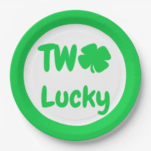 Twee Lucky St Patrick's Day 2e verjaardag Papieren Bordje