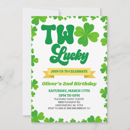 TWEE Lucky St. Patrick's Day 2e verjaardagsfeestje Kaart (Voorkant)