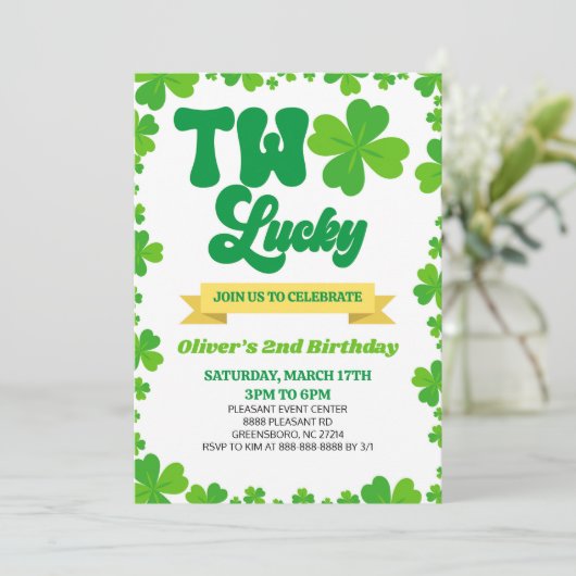 TWEE Lucky St. Patrick's Day 2e verjaardagsfeestje Kaart (Staand voorkant)