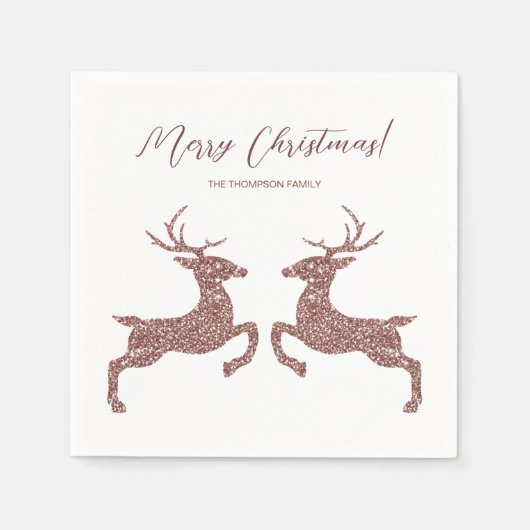 Twee luiers in Faux Roos Gold Pink Glitter Servet (Voorkant)