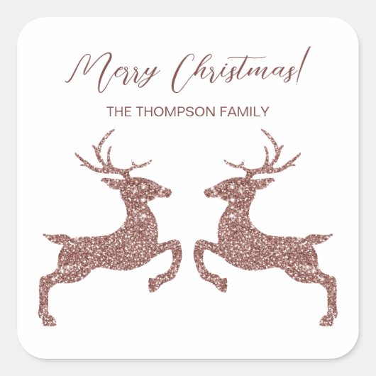 Twee luiers in Faux Roos Gold Pink Glitter Vierkante Sticker (Voorkant)