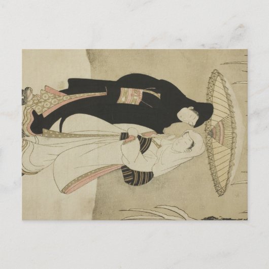 Twee luiken onder een paraplu in de sneeuw briefkaart (Voorkant)