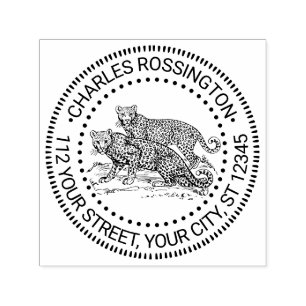 Twee Luipaarden Staan Naam Retouradres Zelfinktende Stempel