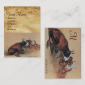 TWEE LYING KOEIEN MONOGRAM-perkament Visitekaartje (Voorkant / Achterkant)