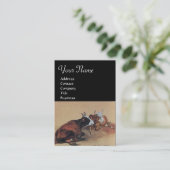 TWEE LYING KOEIEN MONOGRAM, zwart Visitekaartje (Staand voorkant)