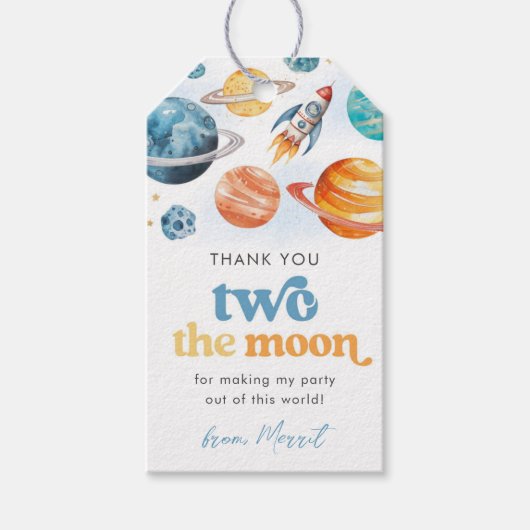 Twee-maan- jongen bedankkaartjes cadeaulabel (Voorkant)
