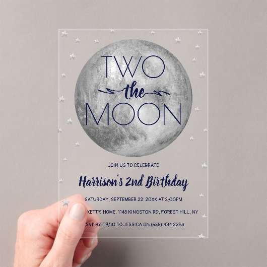 Twee maanden De maan 2e verjaardag Acryl Uitnodigingen (Insitu (Draagbaar))