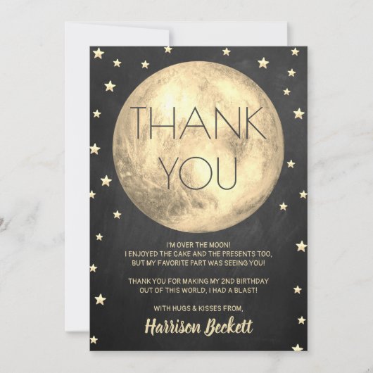 Twee maanden De maan 2e verjaardag Bedankkaart (Voorkant)