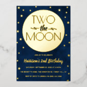 Twee maanden de maan 2e verjaardag folie uitnodiging (Voorkant)