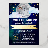 Twee maanden de maan 2e verjaardag folie uitnodiging (Voorkant)