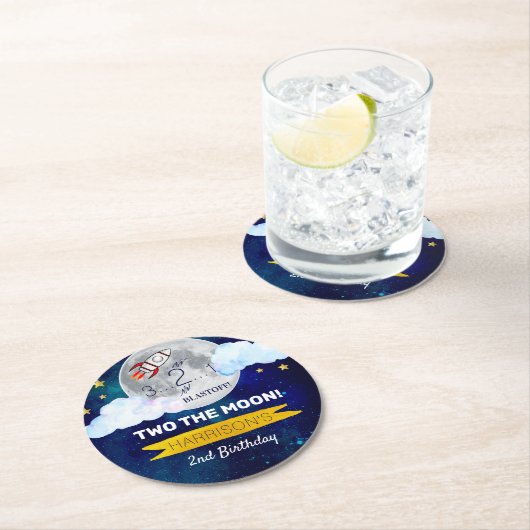 Twee maanden De maan 2e verjaardag Ronde Kartonnen Onderzetter (Insitu)