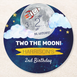 Twee maanden De maan 2e verjaardag Ronde Kartonnen Onderzetter