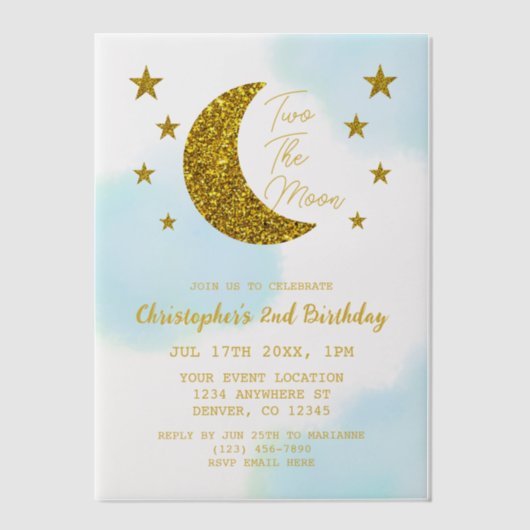 Twee maanden De maan 2e verjaardag Vellum Uitnodigingen (Voorkant)