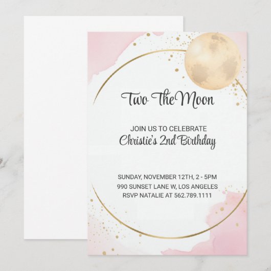 Twee maanden uitnodiging voor de tweede verjaardag (Voorkant / Achterkant)
