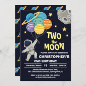 Twee Maanplaneten Verjaardag Astronaut Kaart (Voorkant / Achterkant)