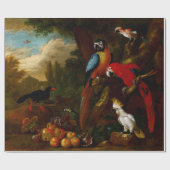 Twee Macaws a Cockato en een Jay met Fruit Cadeaupapier (Vlak)