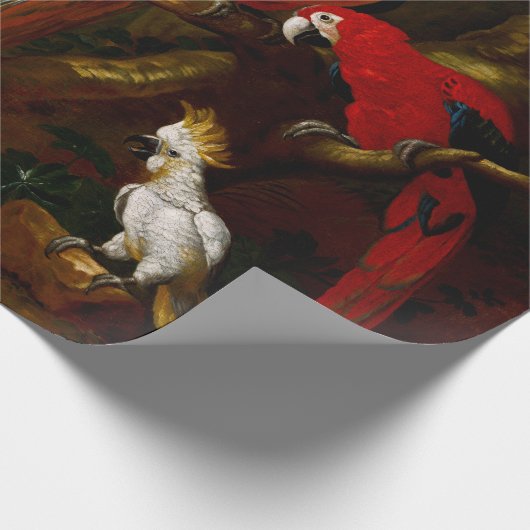 Twee Macaws a Cockato en een Jay met Fruit Cadeaupapier (Hoek)