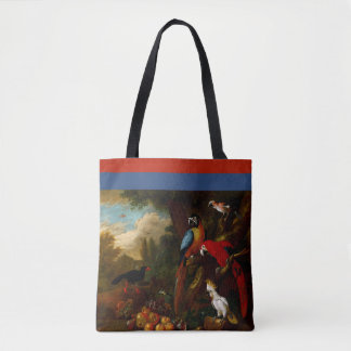 Twee Macaws a Cockato en een Jay met Fruit Tote Bag