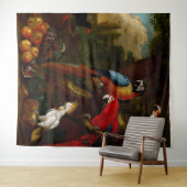 Twee Macaws a Cockato en een Jay met Fruit Wandkleed (In Situ (horizontaal))