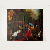 Twee Macaws a Cockato en een Jay met Fruit Wandkleed (Voorkant (horizontaal))