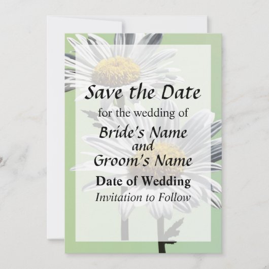 Twee madeliefjes in zonneschijn Bewaar de datum Save The Date (Voorkant)