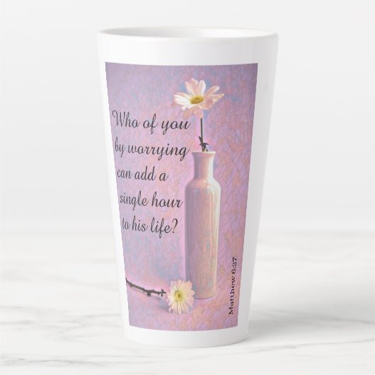 Twee madeliefjes Mattheüs 6:27 Latte Mok (Voorkant)